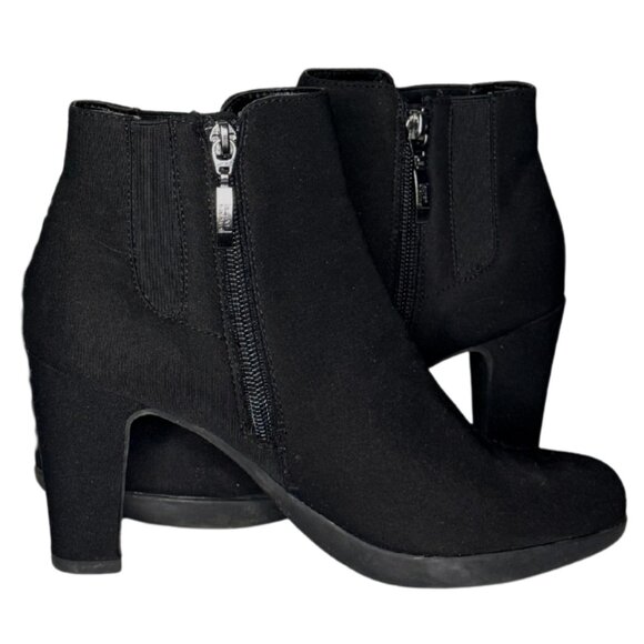 Lauren Blackwell Black Suede-Look Ankle Boots, Block Heel Zip Booties, Size 7 - Picture 5 of 6